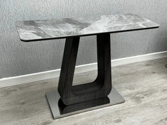 110cm Zermatt Console Table UK side view with grey ceramic top by Solid Furniture