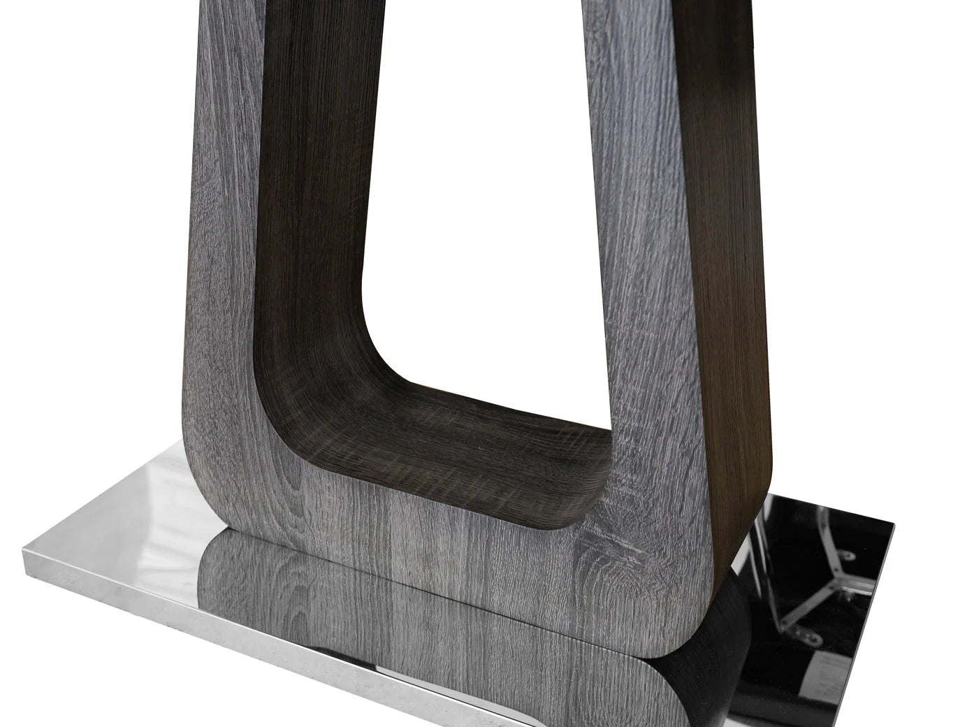Zermatt dining table base view showing strong chrome and stable structure from Solid Furniture UK for extendable ceramic dining table