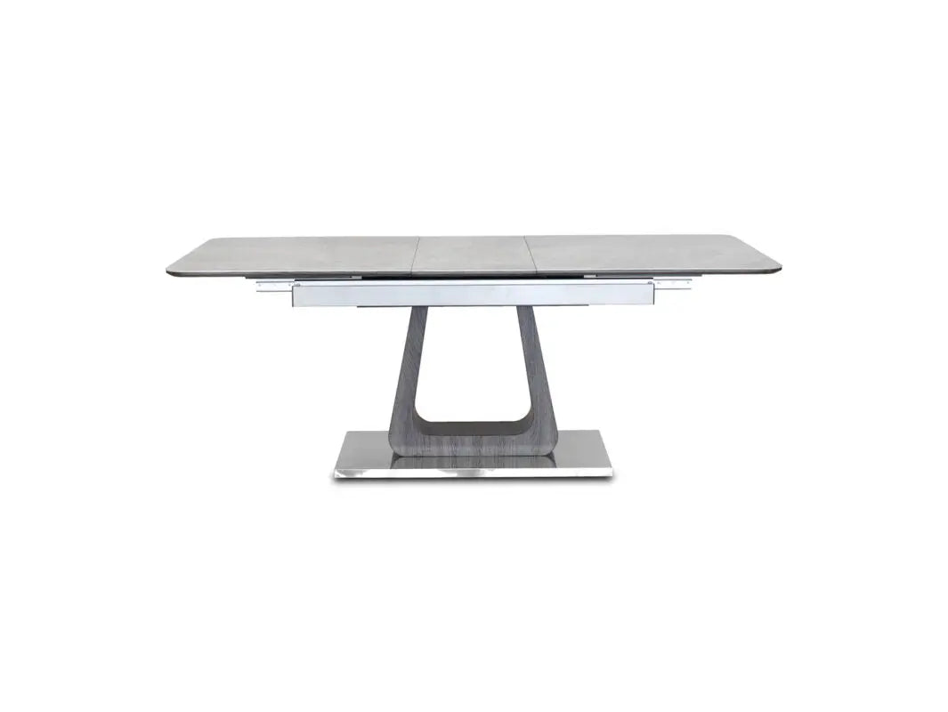 Back side view of Zermatt dining table highlighting sturdy frame, clean finish, and modern structure from Solid Furniture UK