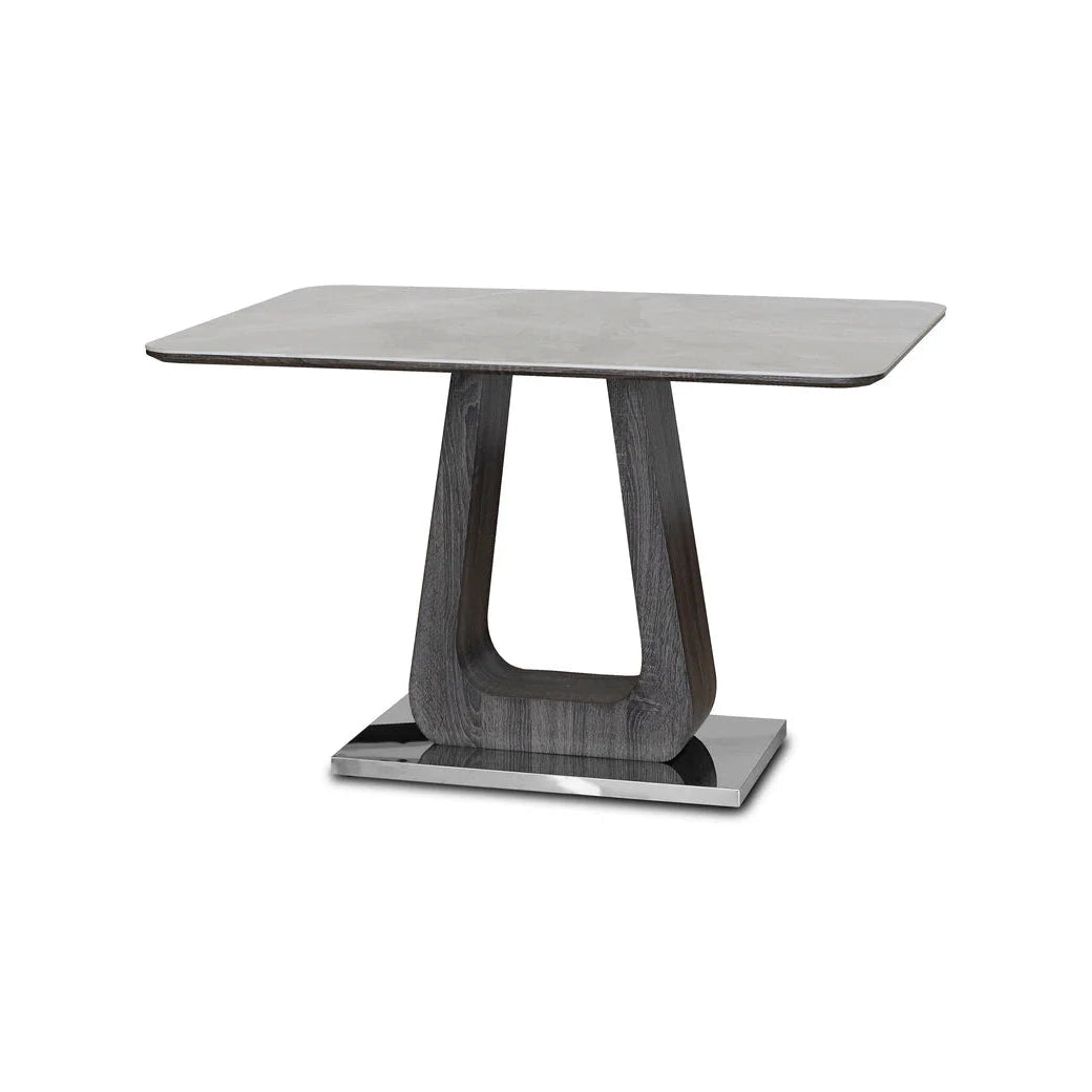 Zermatt 120cm grey ceramic dining table from Solid Furniture UK shown in main view with modern fixed top design and marble effect finish