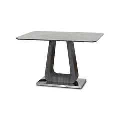 Zermatt grey ceramic dining table full view with marble effect tabletop and fixed top design from Solid Furniture UK suitable for modern UK homes
