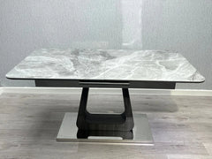 Zermatt grey ceramic extendable dining table closed view with marble effect top from Solid Furniture UK modern UK dining furniture