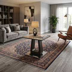Zermatt 55cm lamp table with grey ceramic top in a living room - Solid Furniture UK